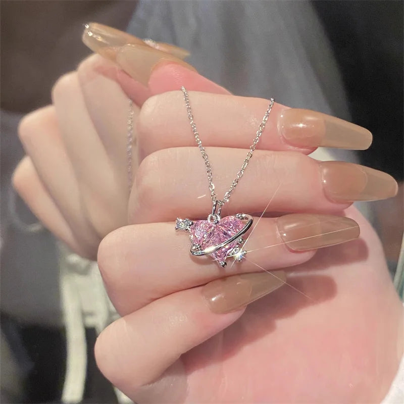 Whimsical Pink Heart Pendant Necklace™