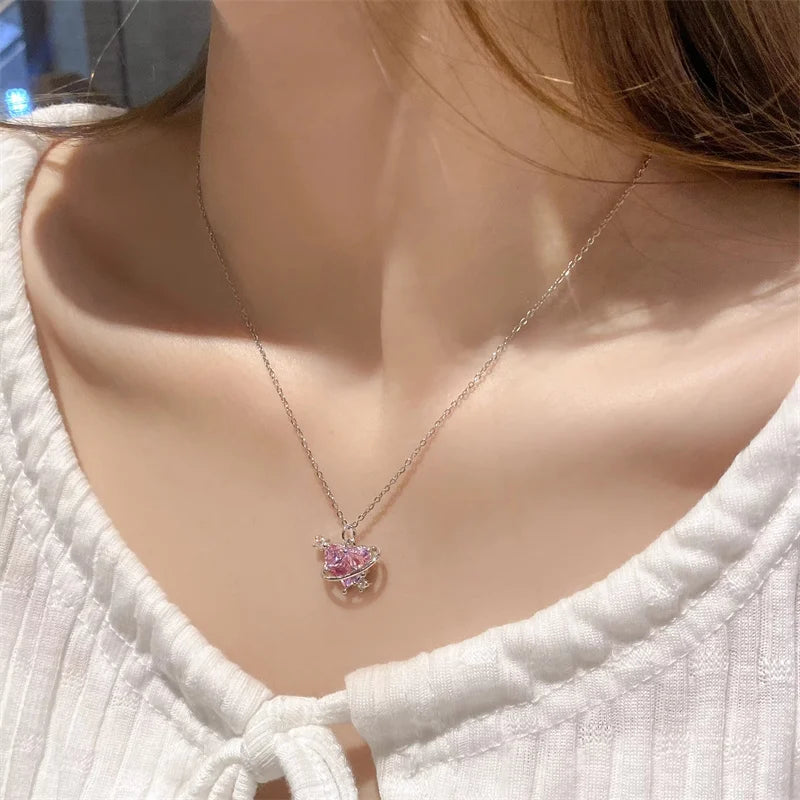 Whimsical Pink Heart Pendant Necklace™