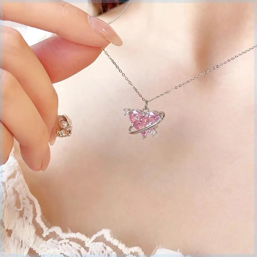 Whimsical Pink Heart Pendant Necklace™