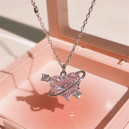 Whimsical Pink Heart Pendant Necklace™