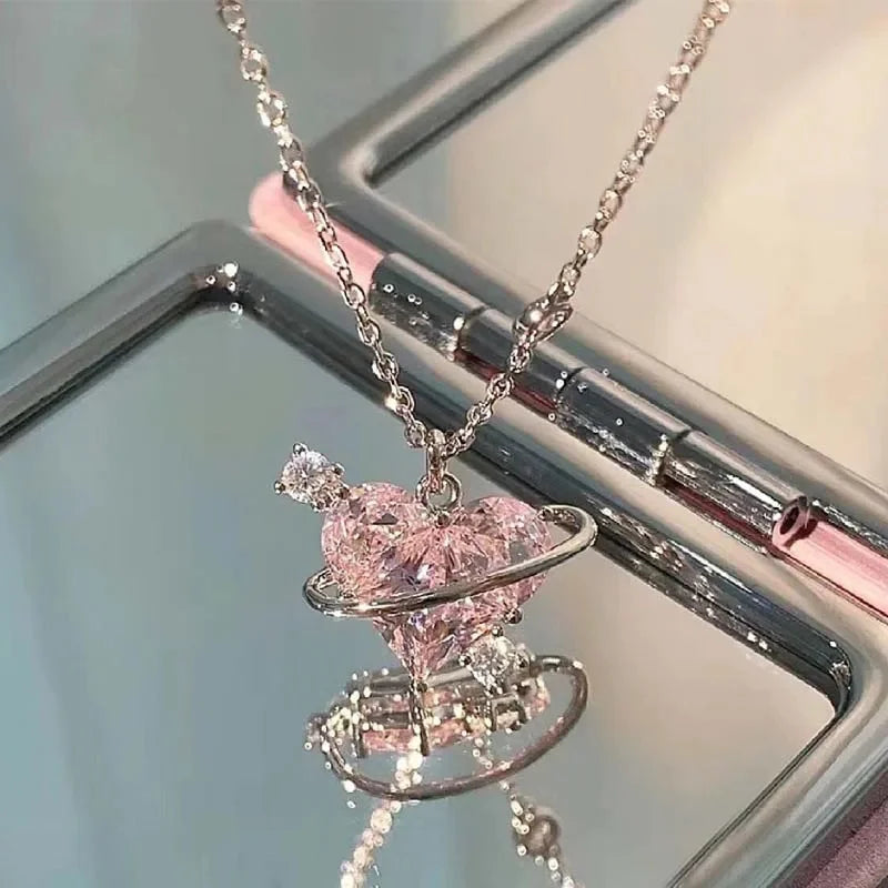 Whimsical Pink Heart Pendant Necklace™